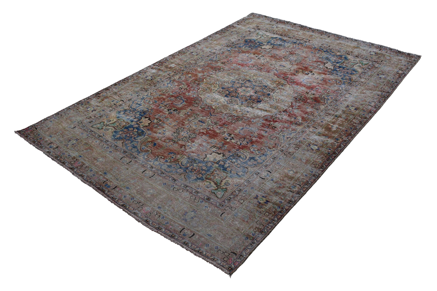 Vintage Distressed Persian Rug – Ivory Fade