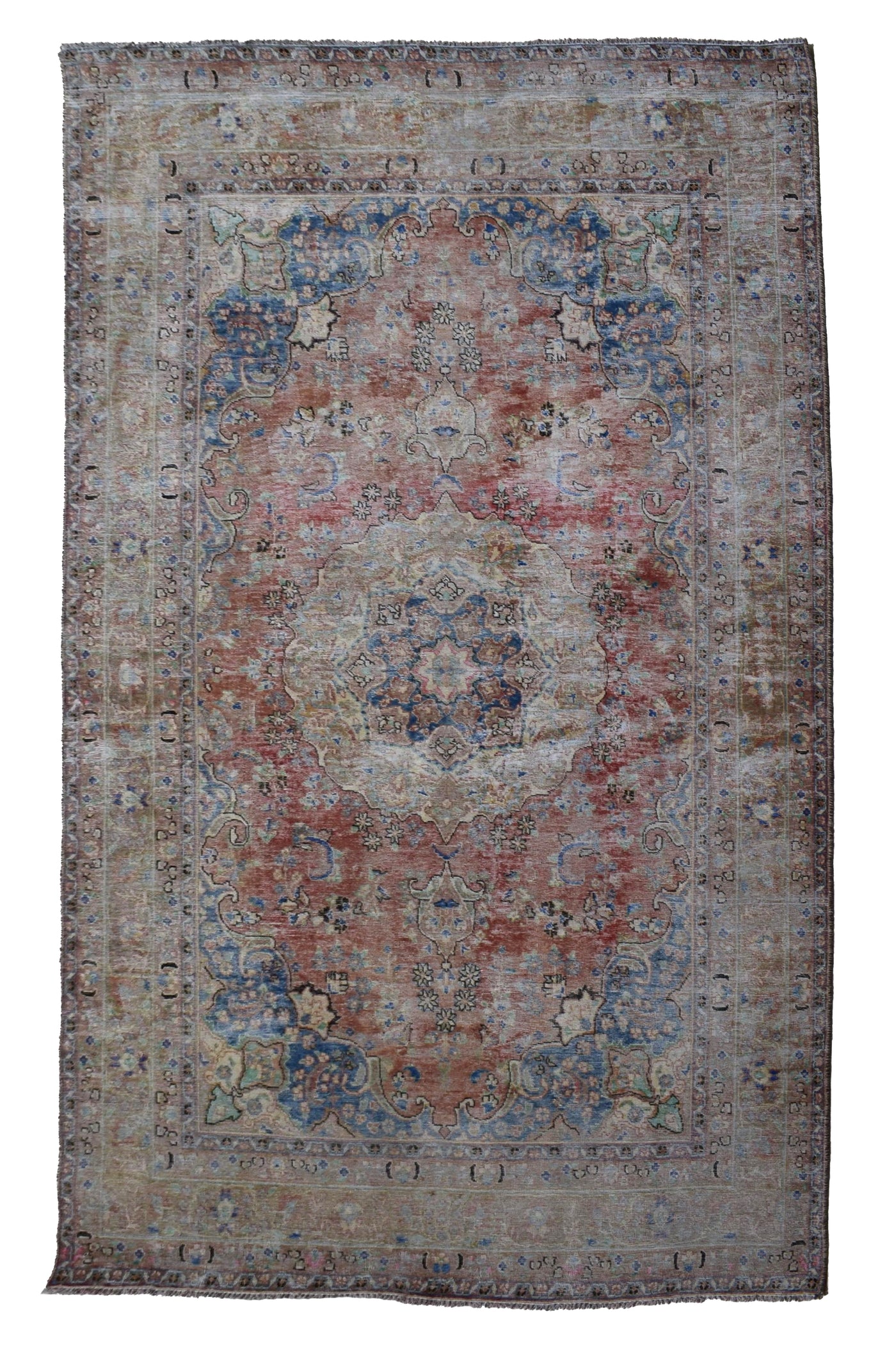 Vintage Distressed Persian Rug – Ivory Fade