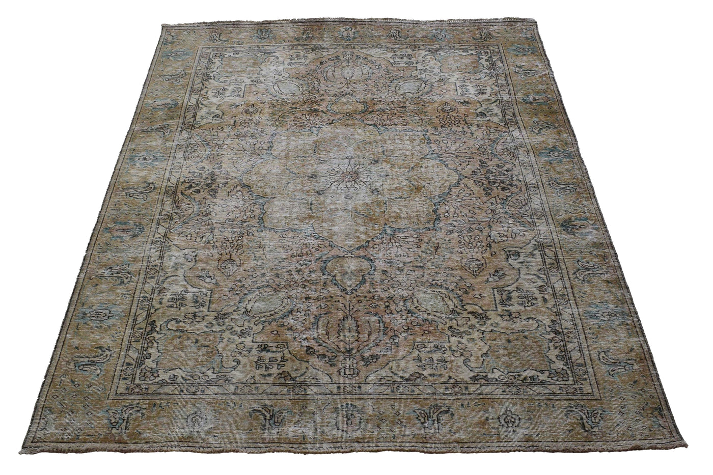 Vintage Distressed Persian Rug – Linen Drift