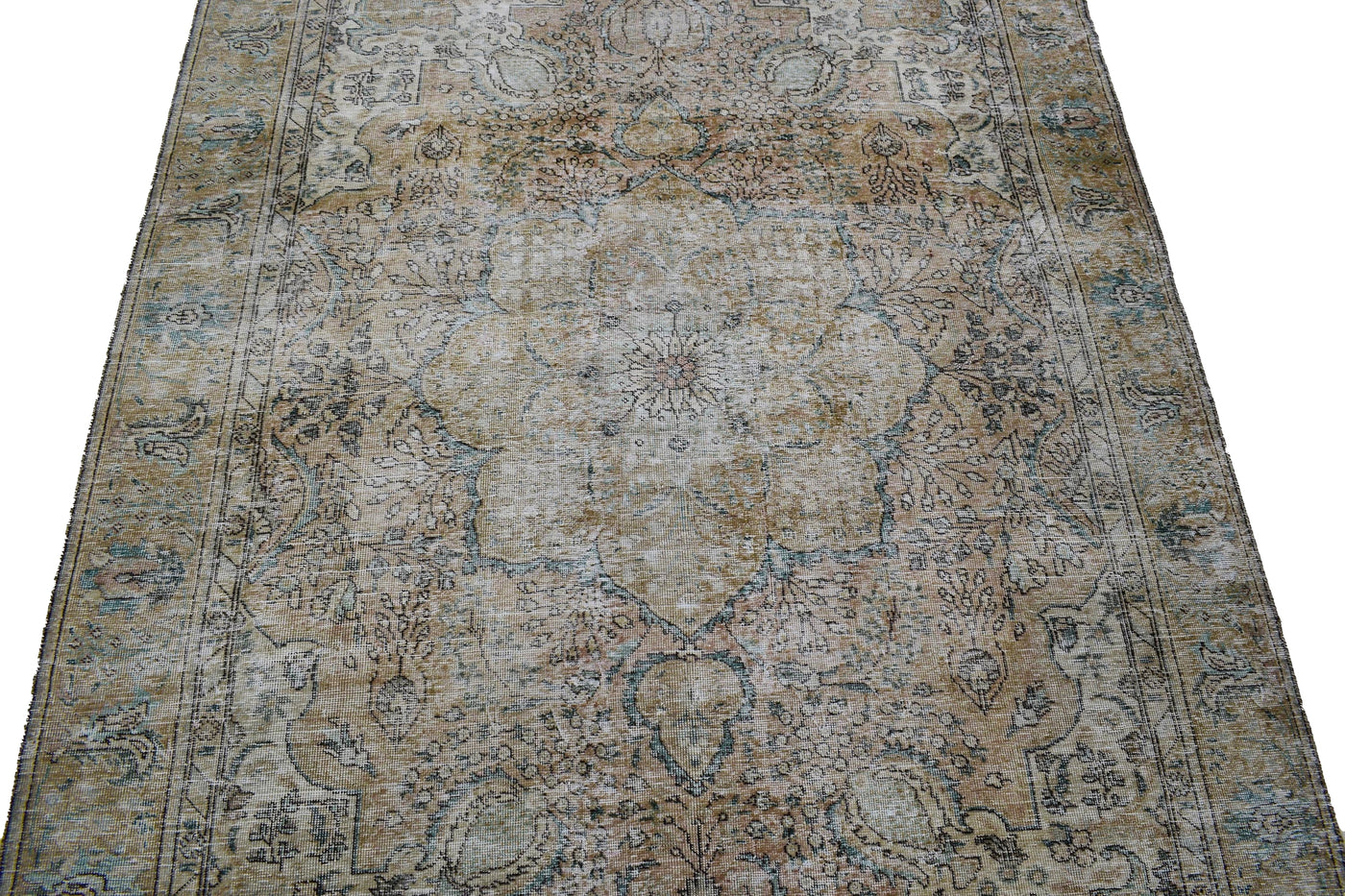 Vintage Distressed Persian Rug – Linen Drift