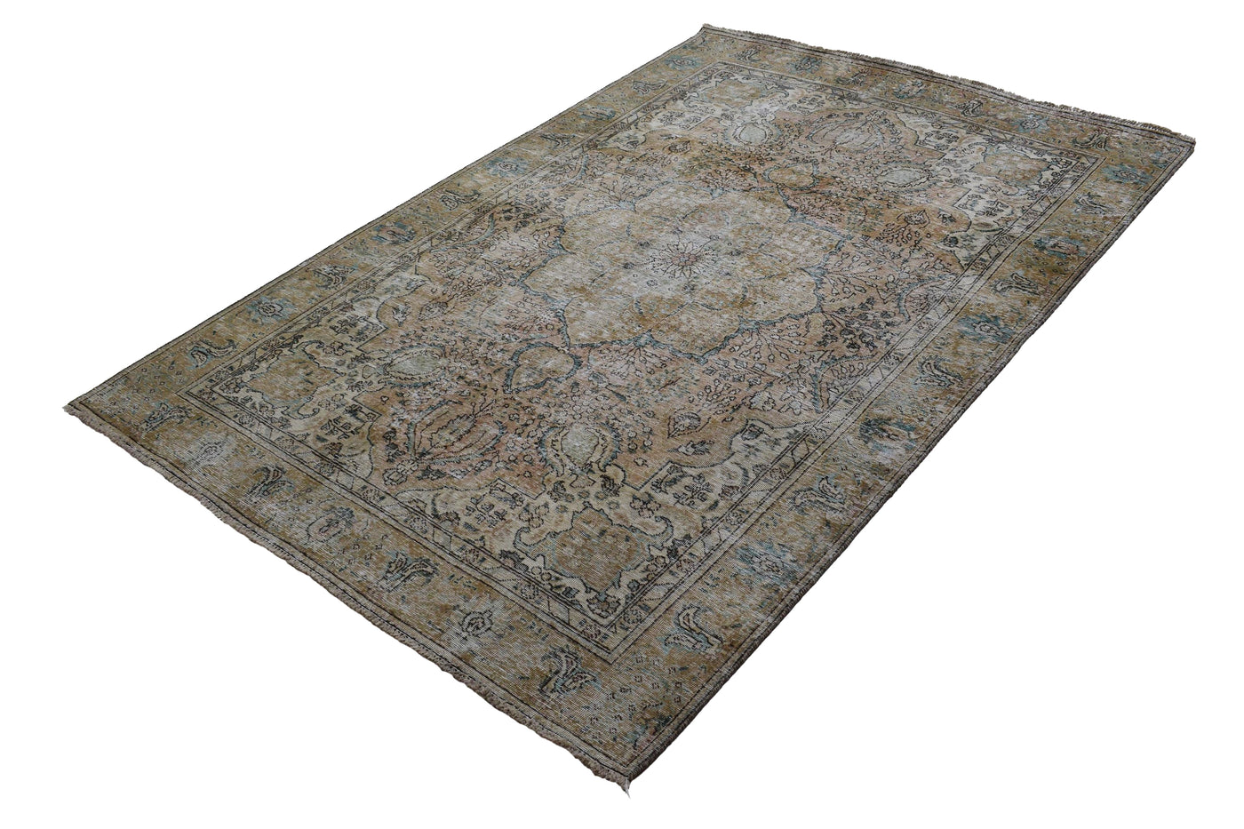 Vintage Distressed Persian Rug – Linen Drift