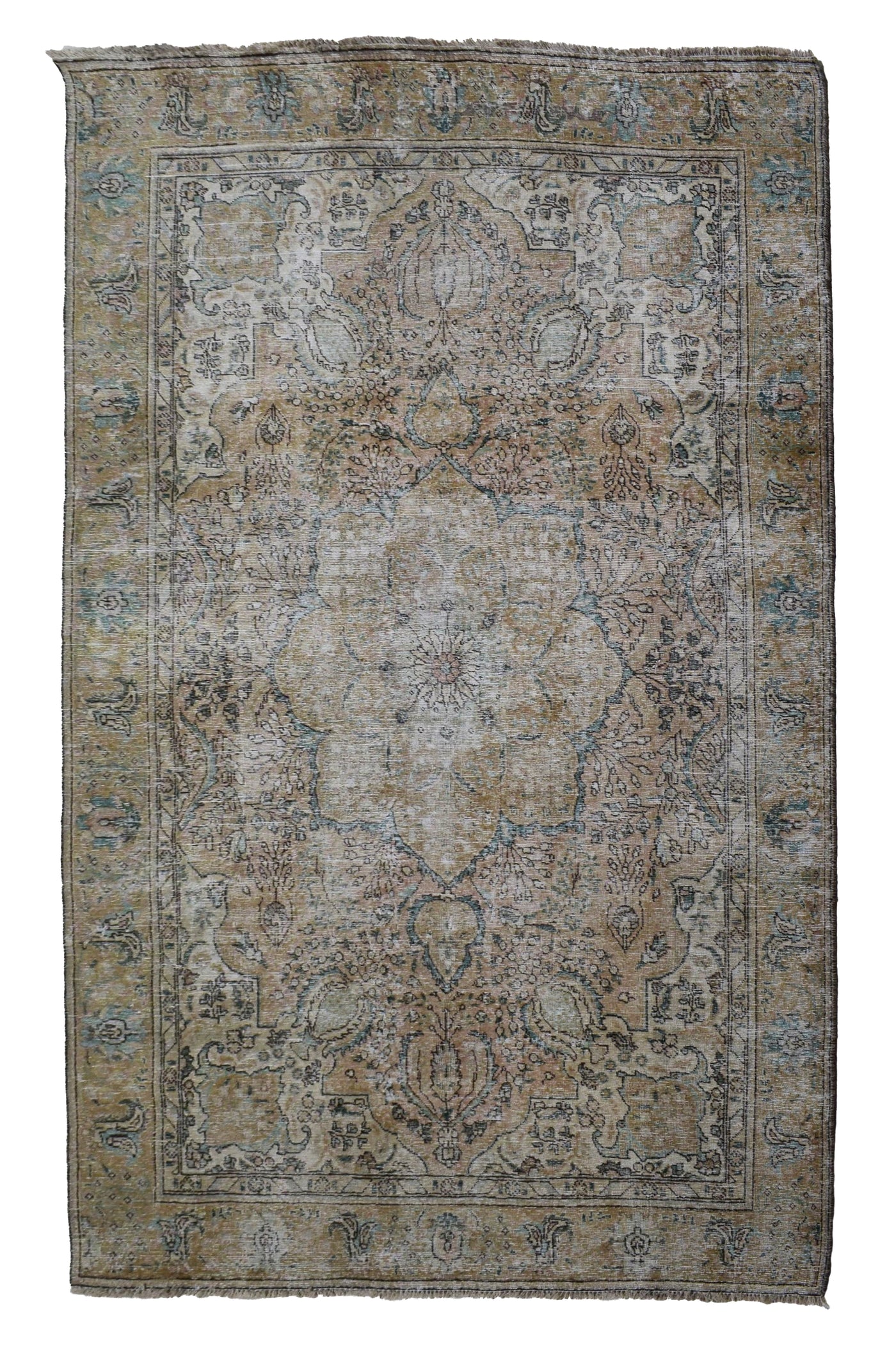 Vintage Distressed Persian Rug – Linen Drift