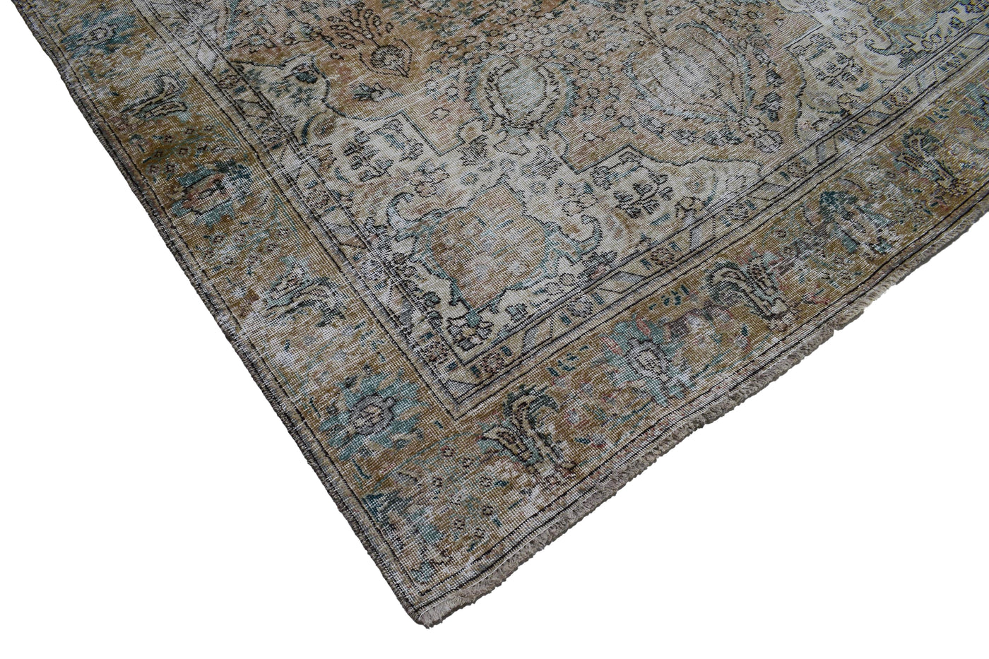Vintage Distressed Persian Rug – Linen Drift