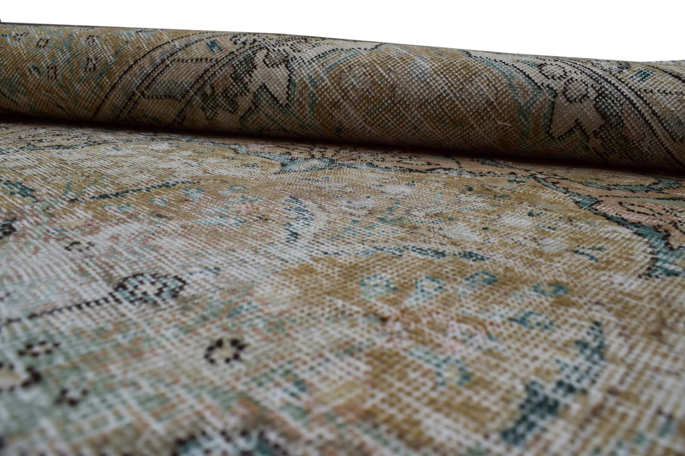 Vintage Distressed Persian Rug – Linen Drift