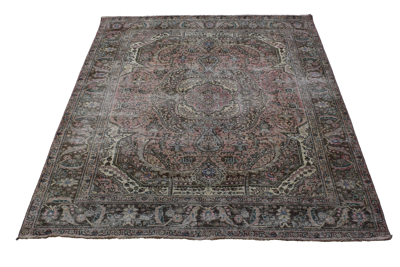 Vintage Distressed Persian Rug – Charcoal Drift