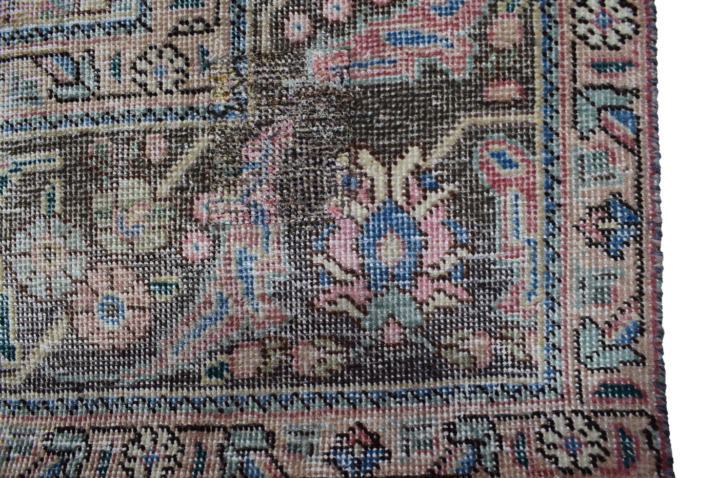 Vintage Distressed Persian Rug – Charcoal Drift