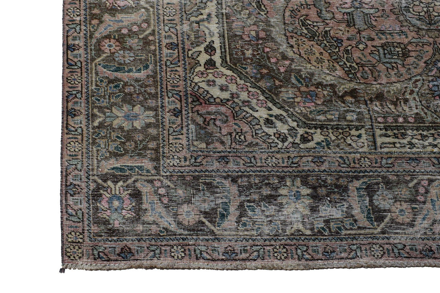 Vintage Distressed Persian Rug – Charcoal Drift