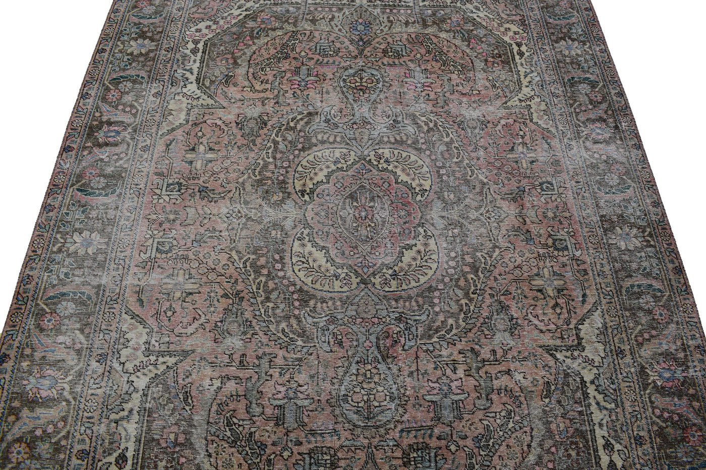 Vintage Distressed Persian Rug – Charcoal Drift