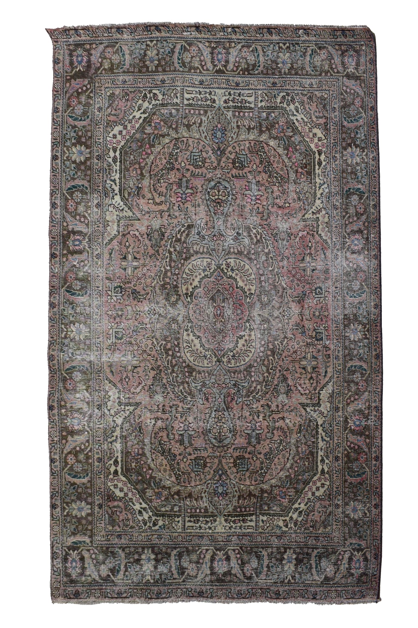 Vintage Distressed Persian Rug – Charcoal Drift
