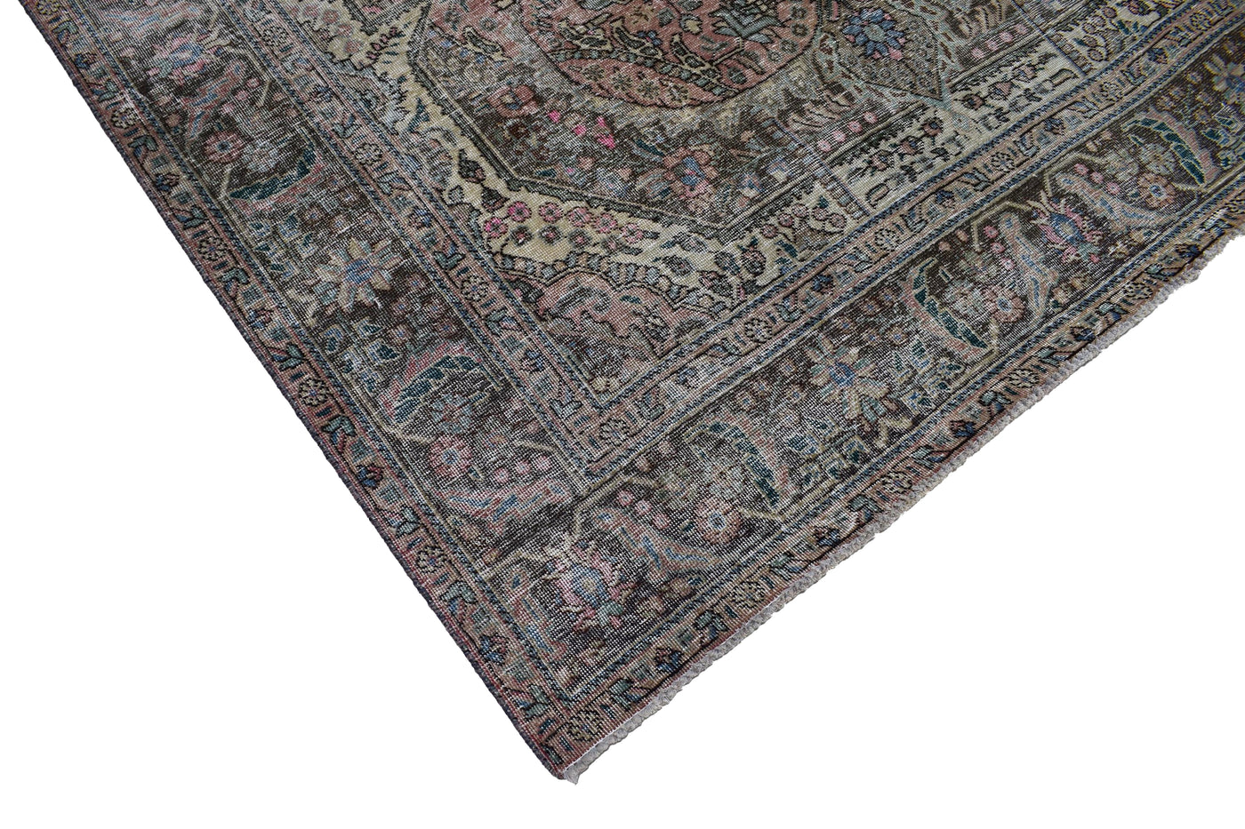 Vintage Distressed Persian Rug – Charcoal Drift