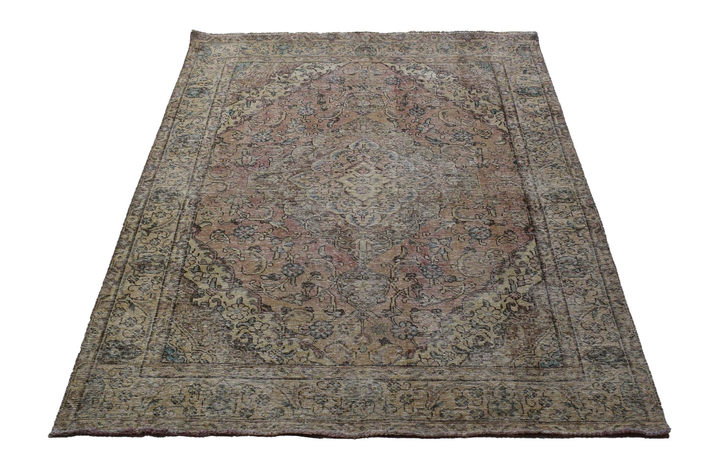Vintage Distressed Persian Rug – Fawn Whisper