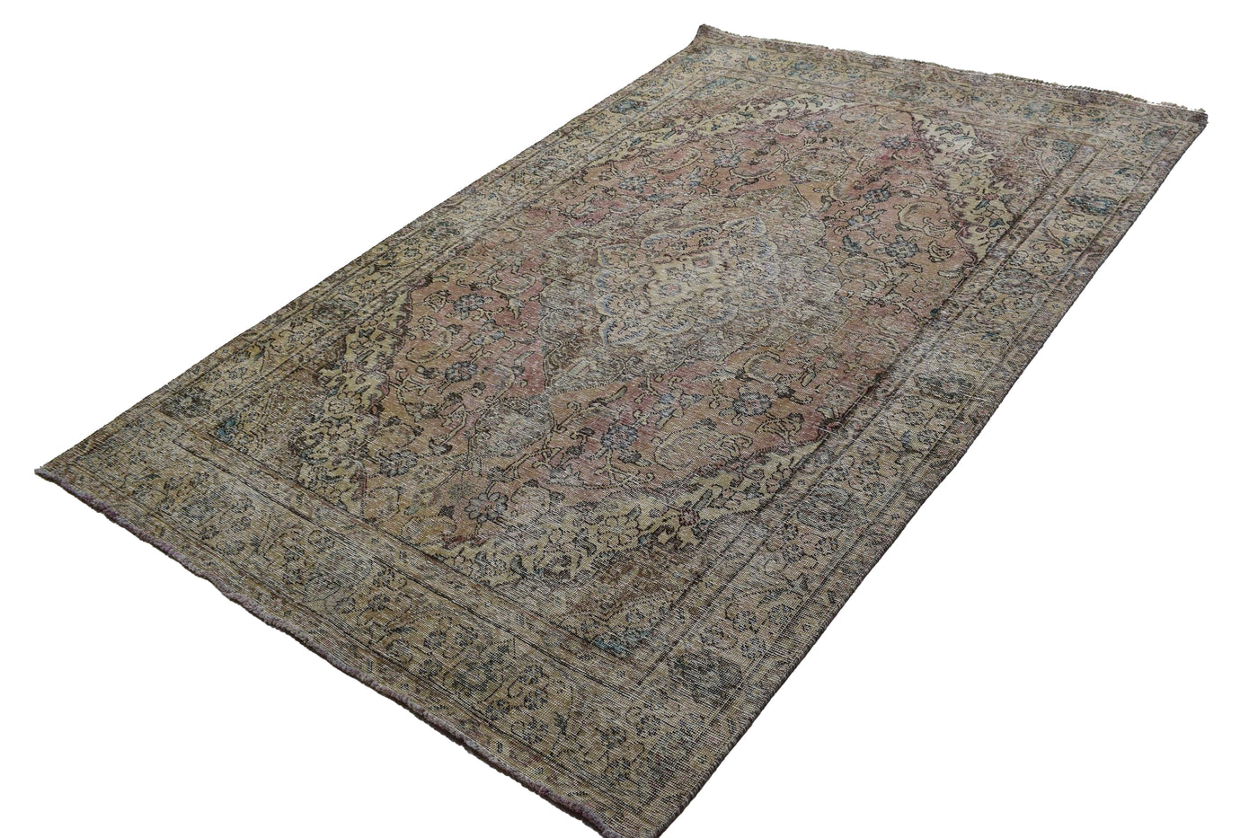 Vintage Distressed Persian Rug – Fawn Whisper