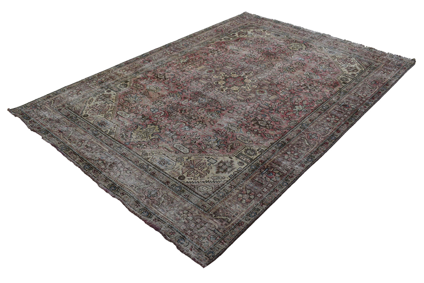 Vintage Distressed Persian Rug – Ember Mist