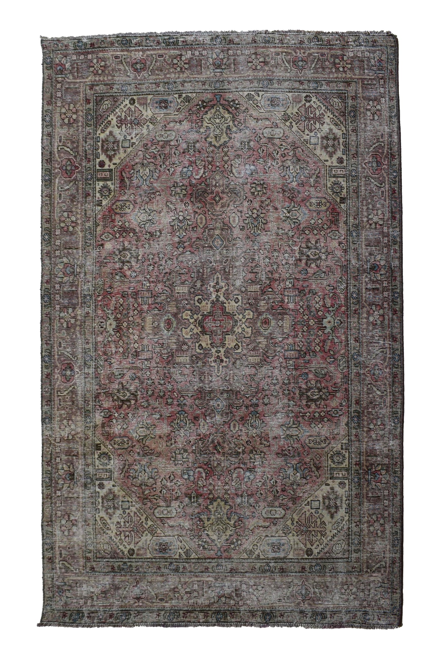 Vintage Distressed Persian Rug – Ember Mist