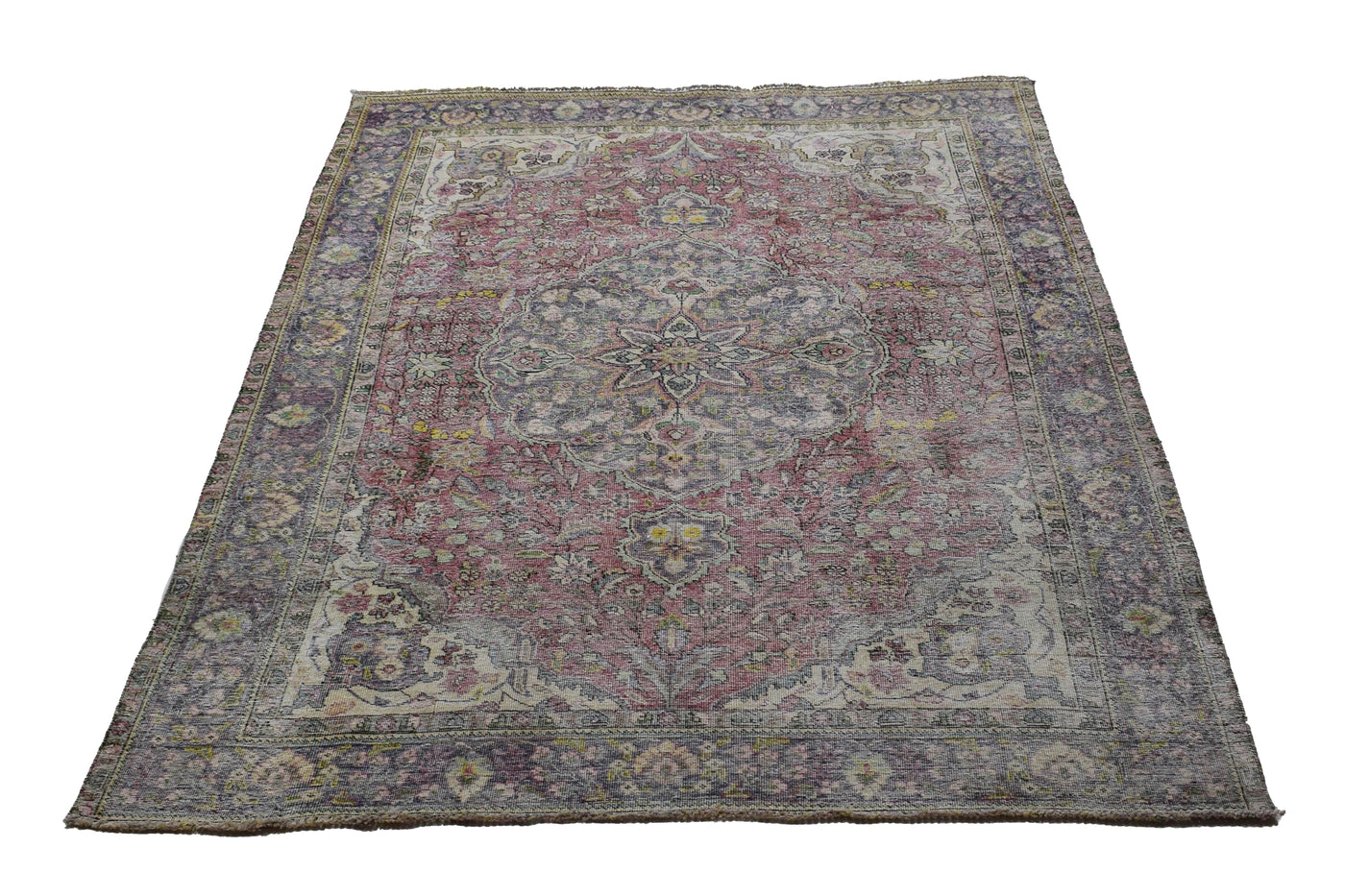 Vintage Distressed Persian Rug – Linen Whisper