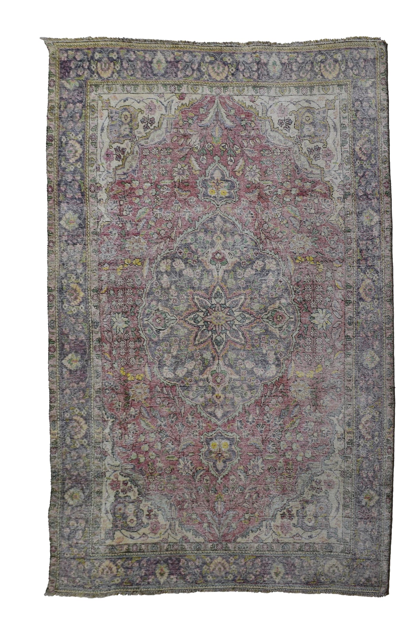 Vintage Distressed Persian Rug – Linen Whisper