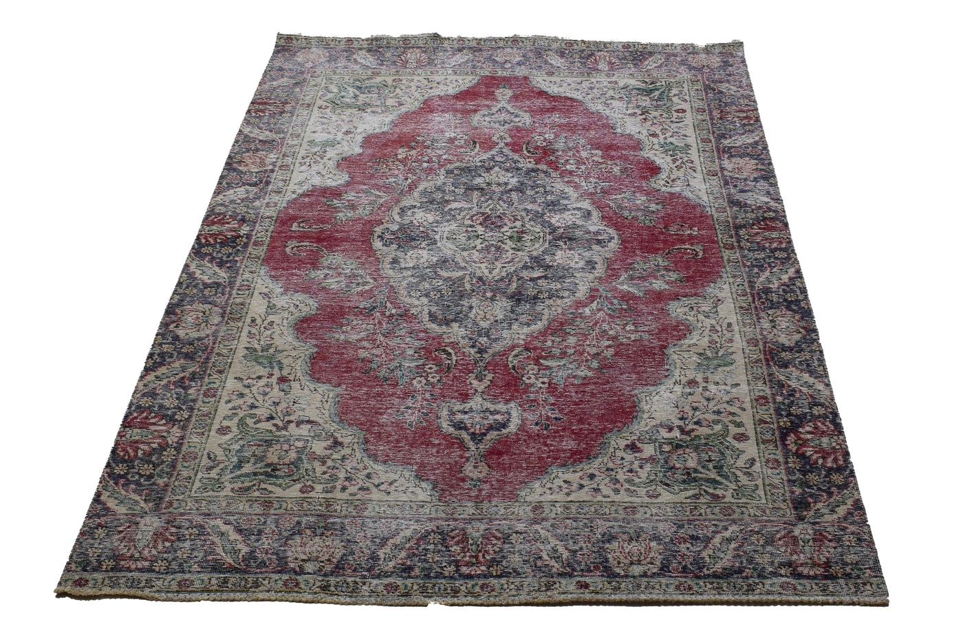 Vintage Distressed Persian Rug – Linen Mirage