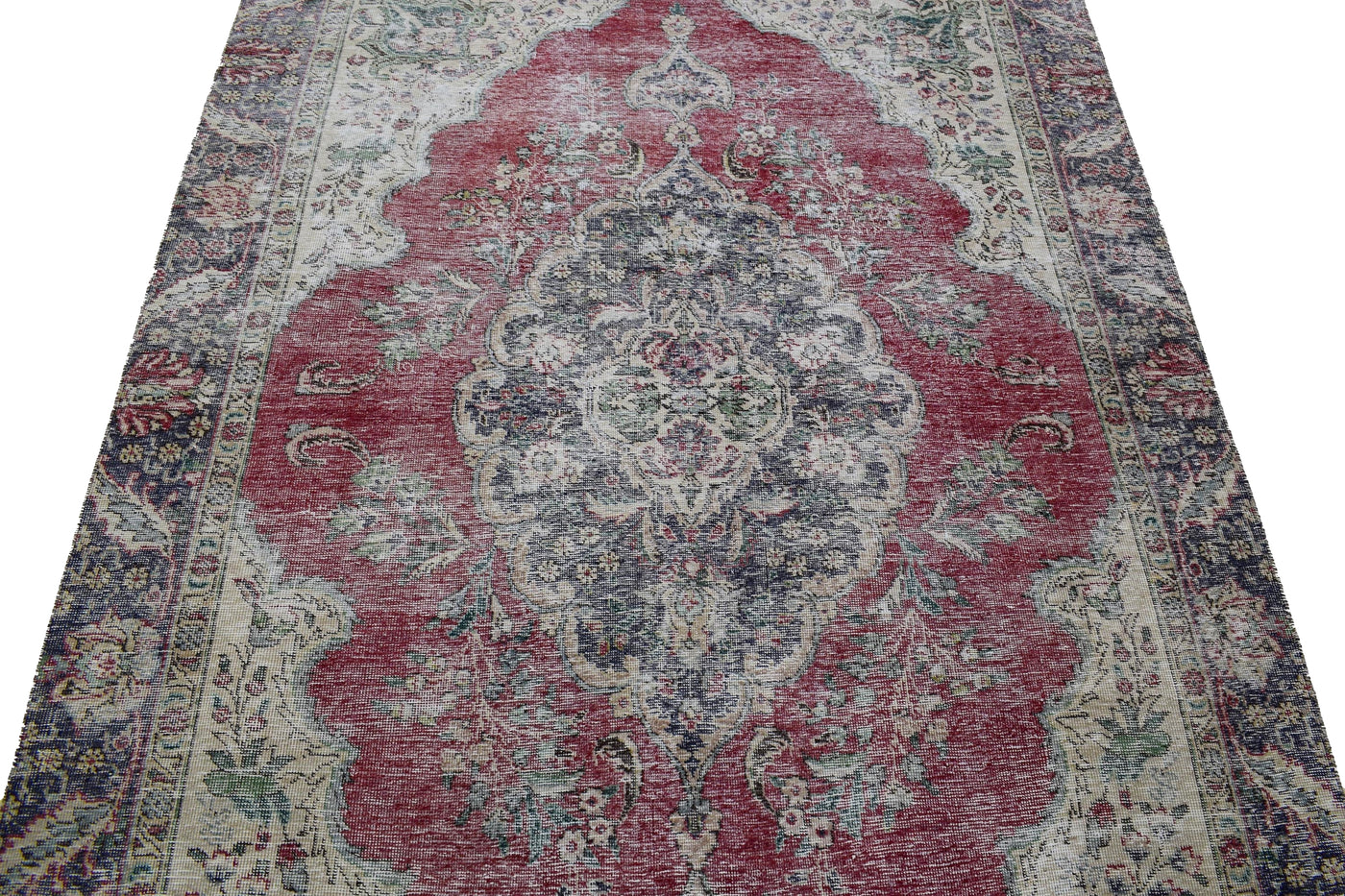 Vintage Distressed Persian Rug – Linen Mirage