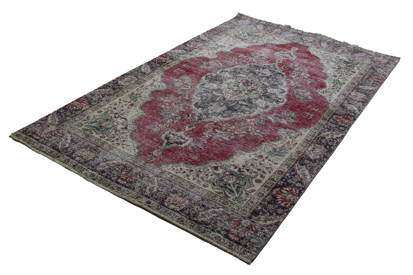 Vintage Distressed Persian Rug – Linen Mirage