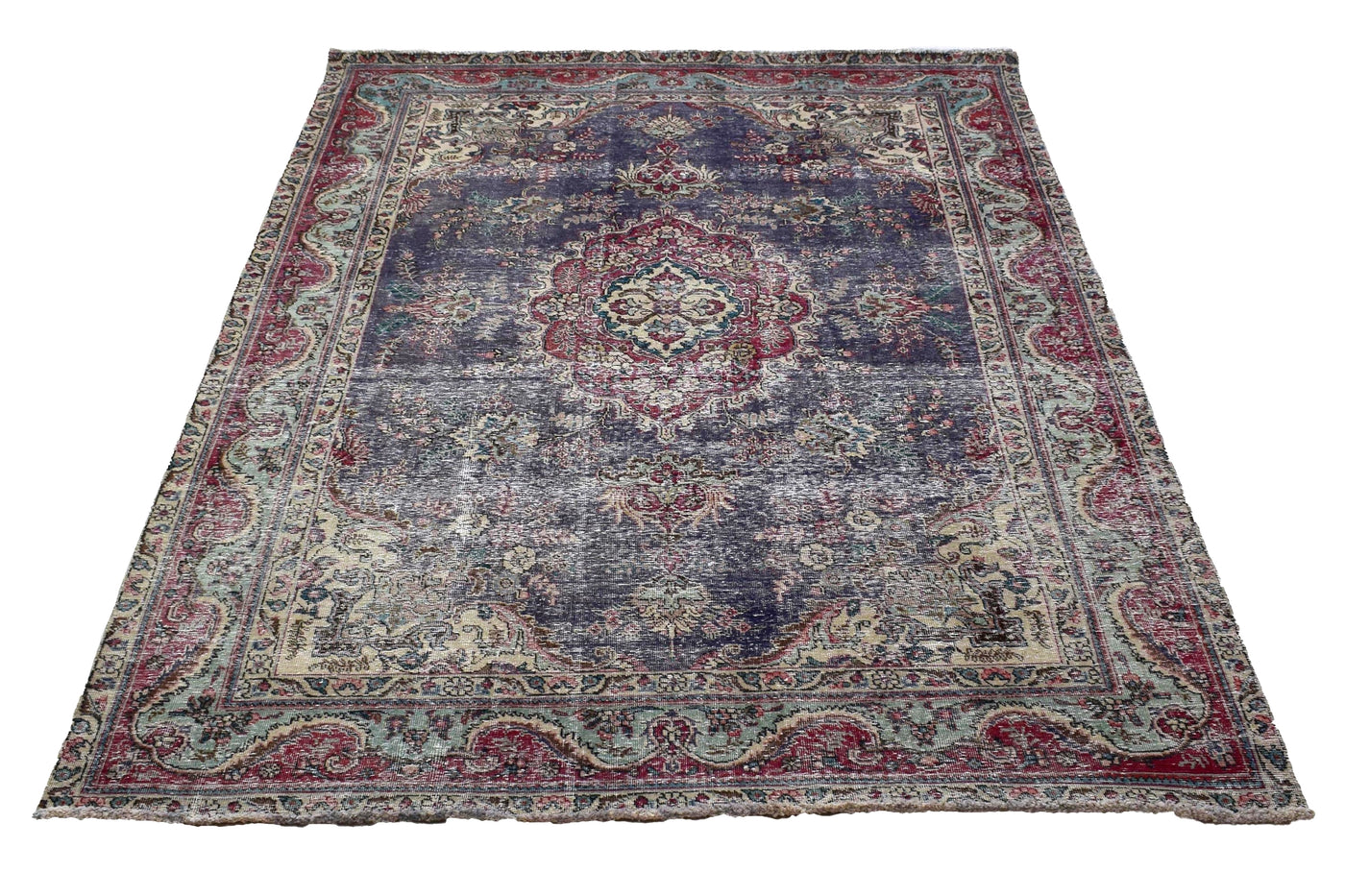 Vintage Distressed Persian Rug – Sapphire Patina