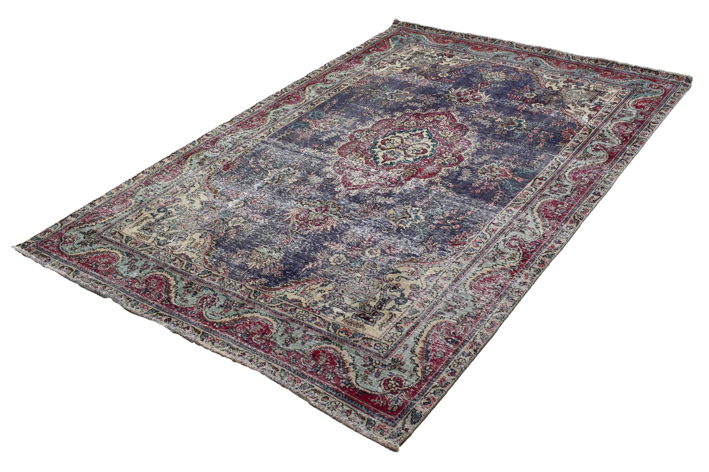 Vintage Distressed Persian Rug – Sapphire Patina