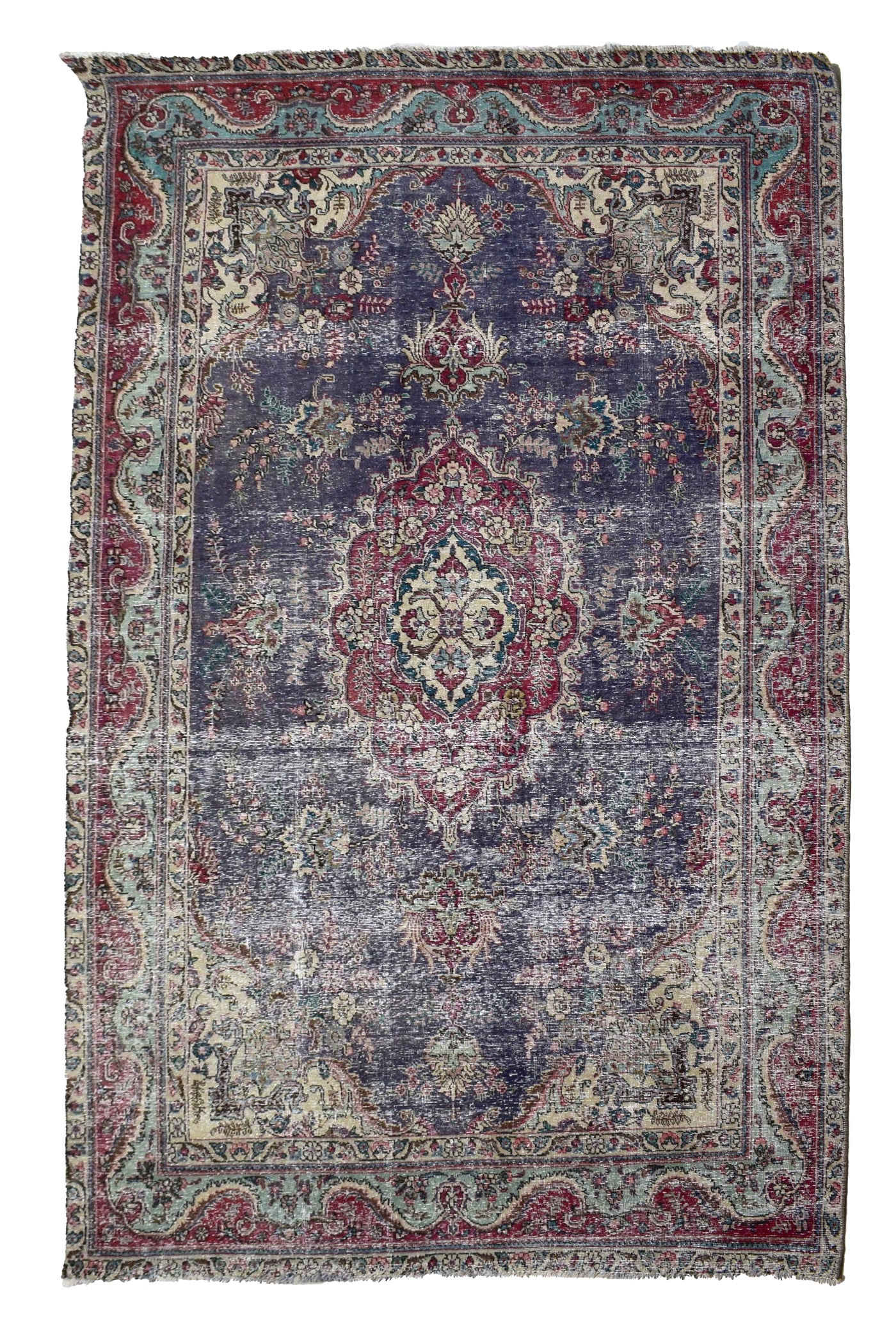 Vintage Distressed Persian Rug – Sapphire Patina