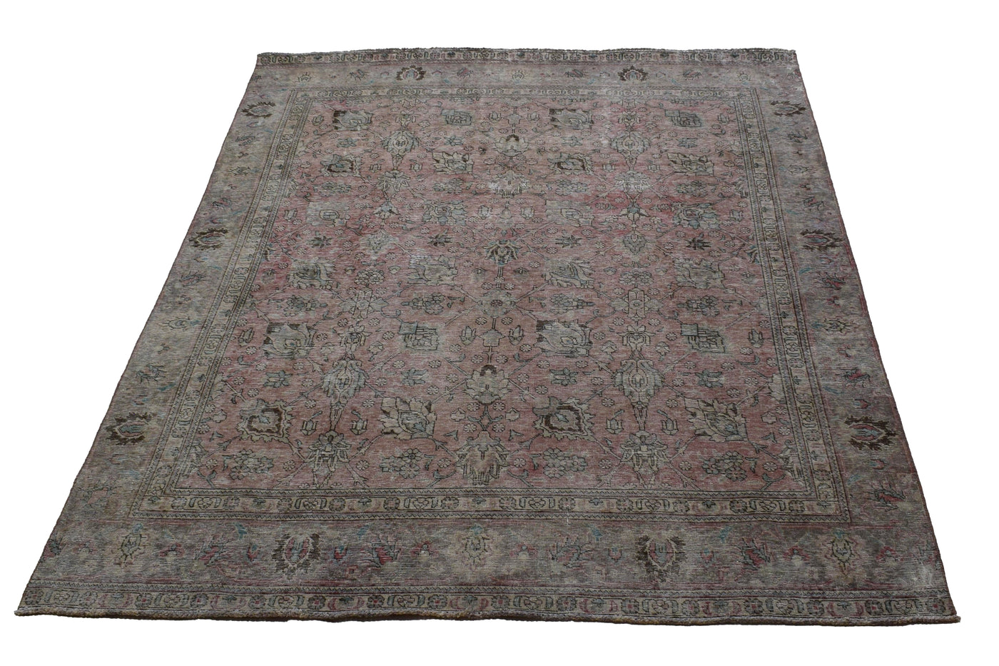 Vintage Distressed Persian Rug – Mist Fade