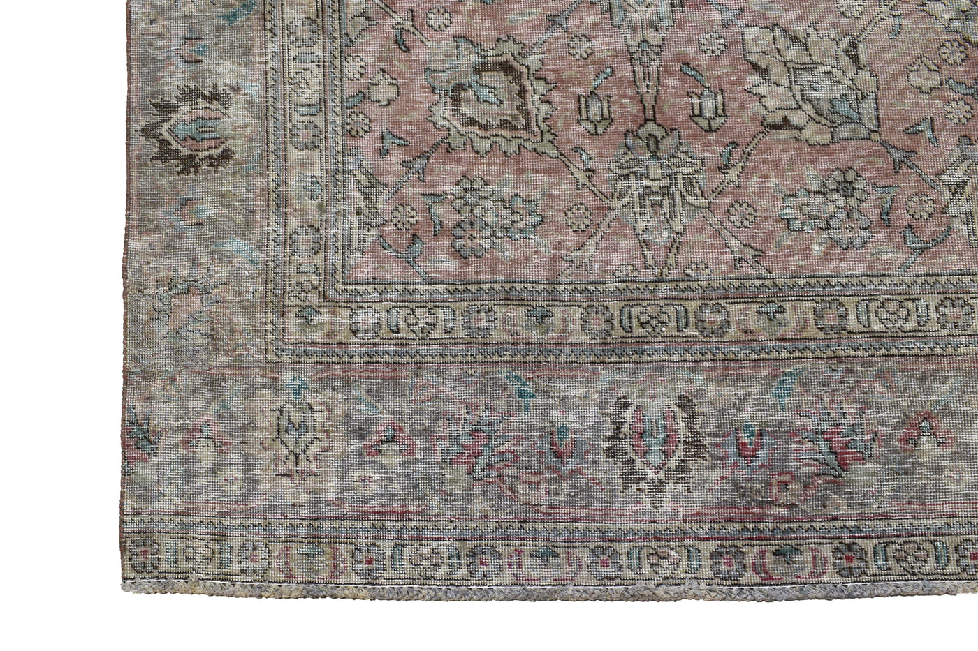 Vintage Distressed Persian Rug – Mist Fade
