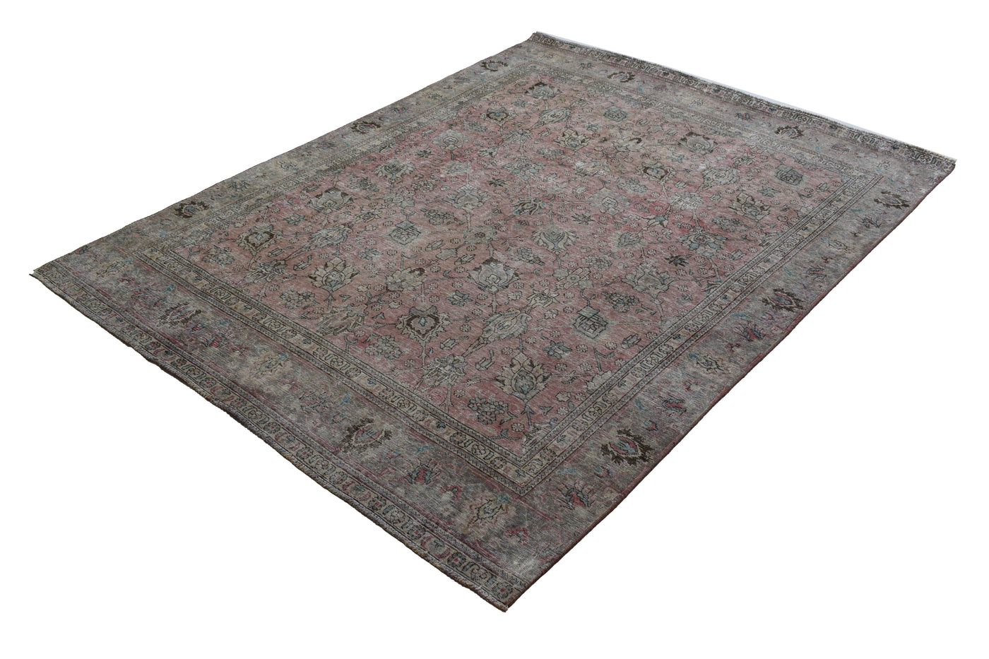 Vintage Distressed Persian Rug – Mist Fade