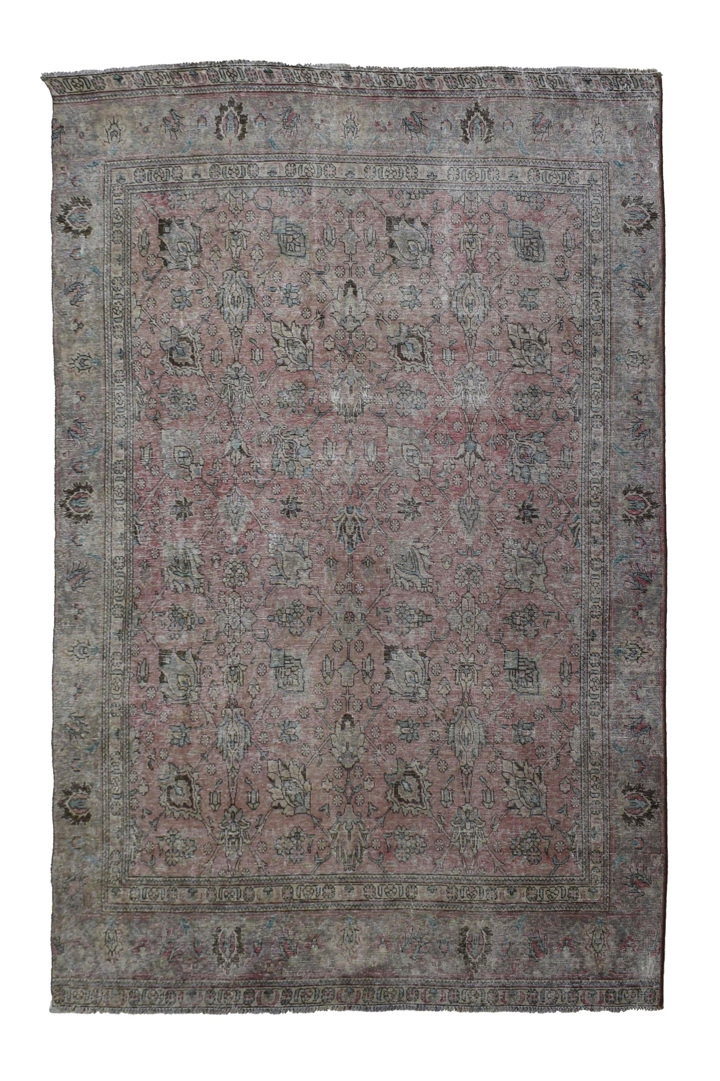 Vintage Distressed Persian Rug – Mist Fade
