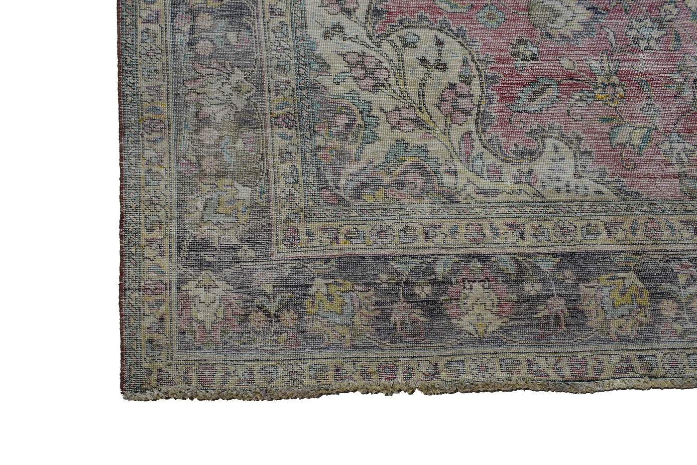 Vintage Distressed Persian Rug – Alabaster Haze