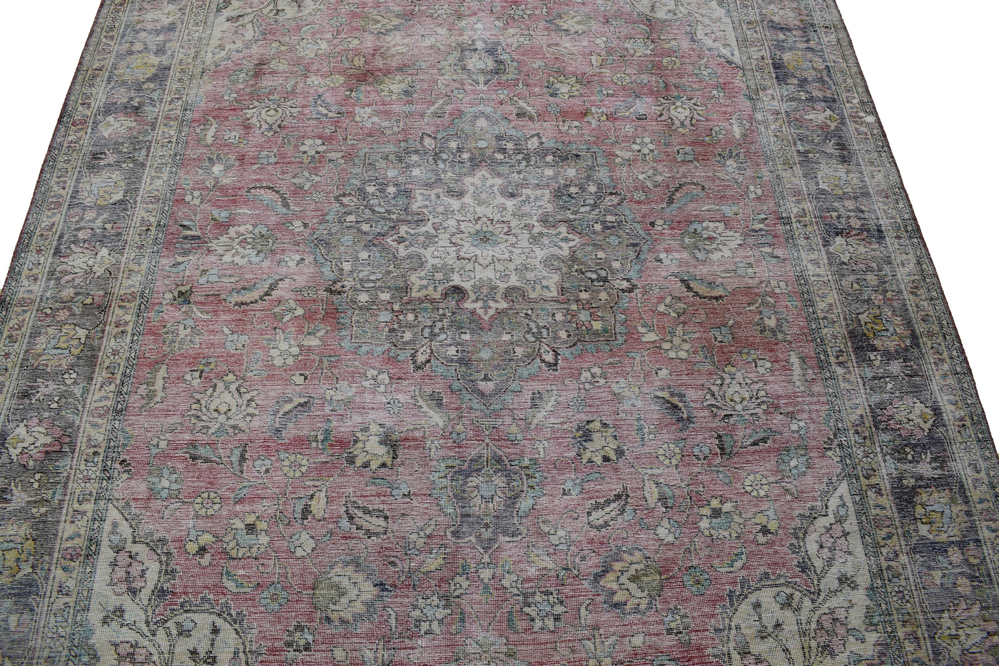 Vintage Distressed Persian Rug – Alabaster Haze