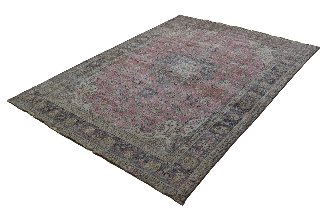 Vintage Distressed Persian Rug – Alabaster Haze