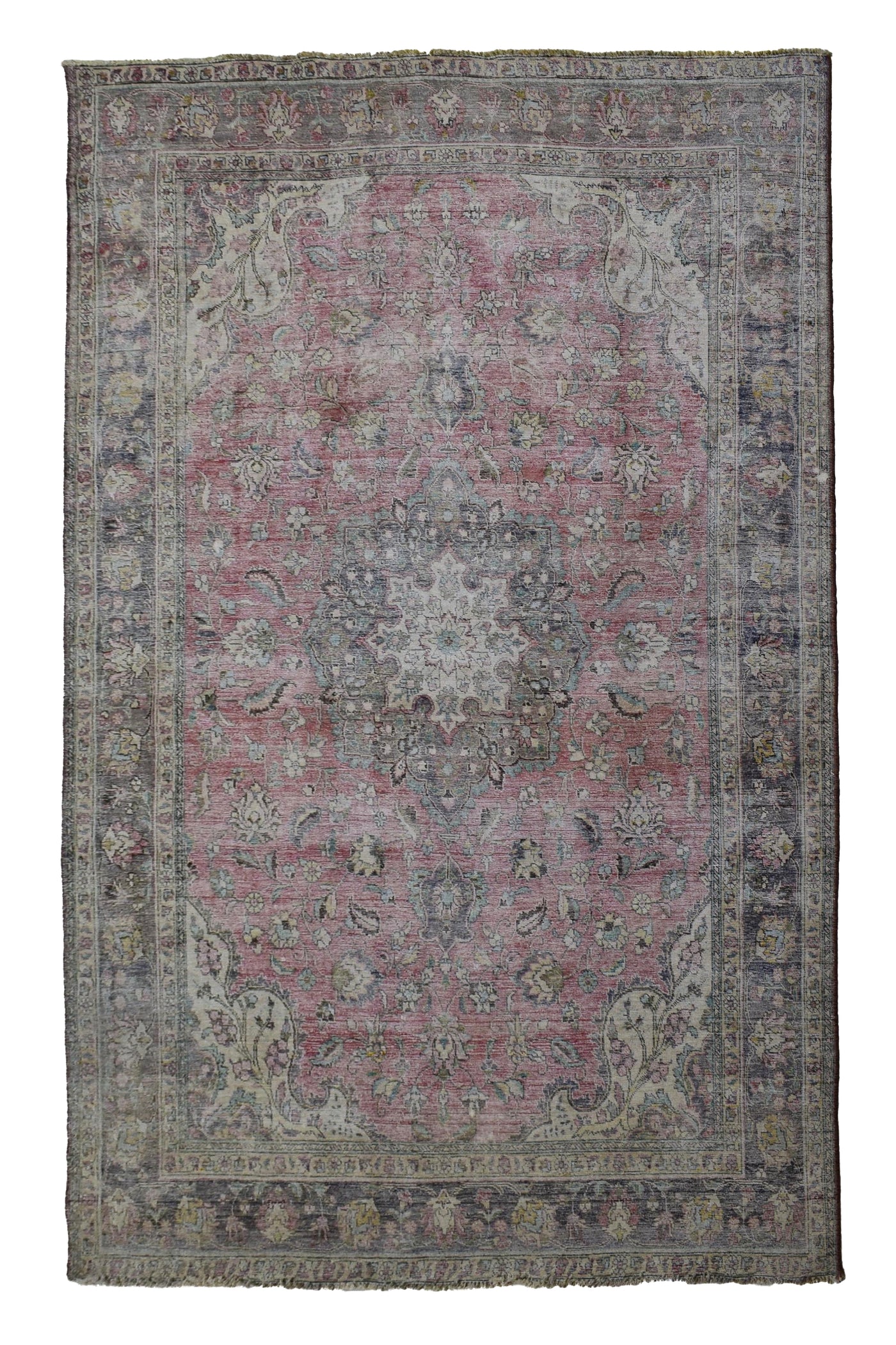 Vintage Distressed Persian Rug – Alabaster Haze