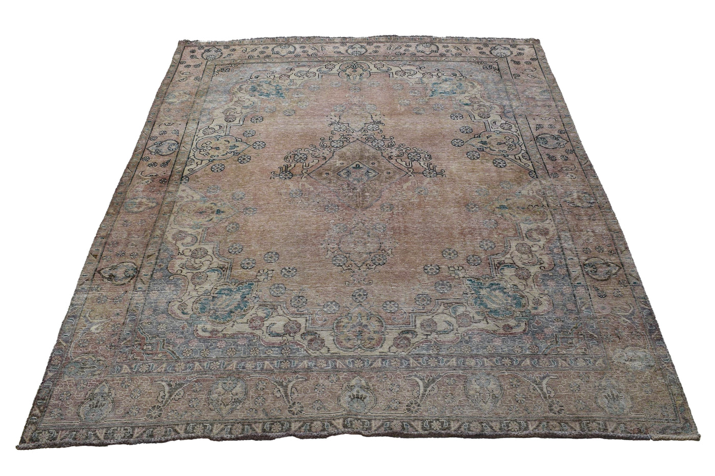 Vintage Distressed Persian Rug – Alabaster Patina