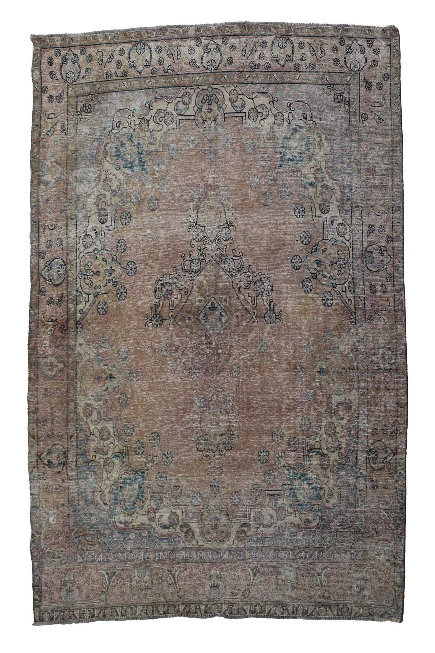 Vintage Distressed Persian Rug – Alabaster Patina