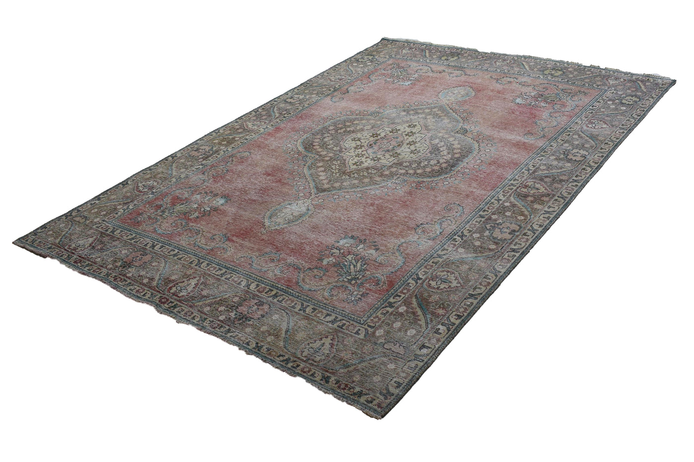 Vintage Distressed Persian Rug – Wheat Mirage