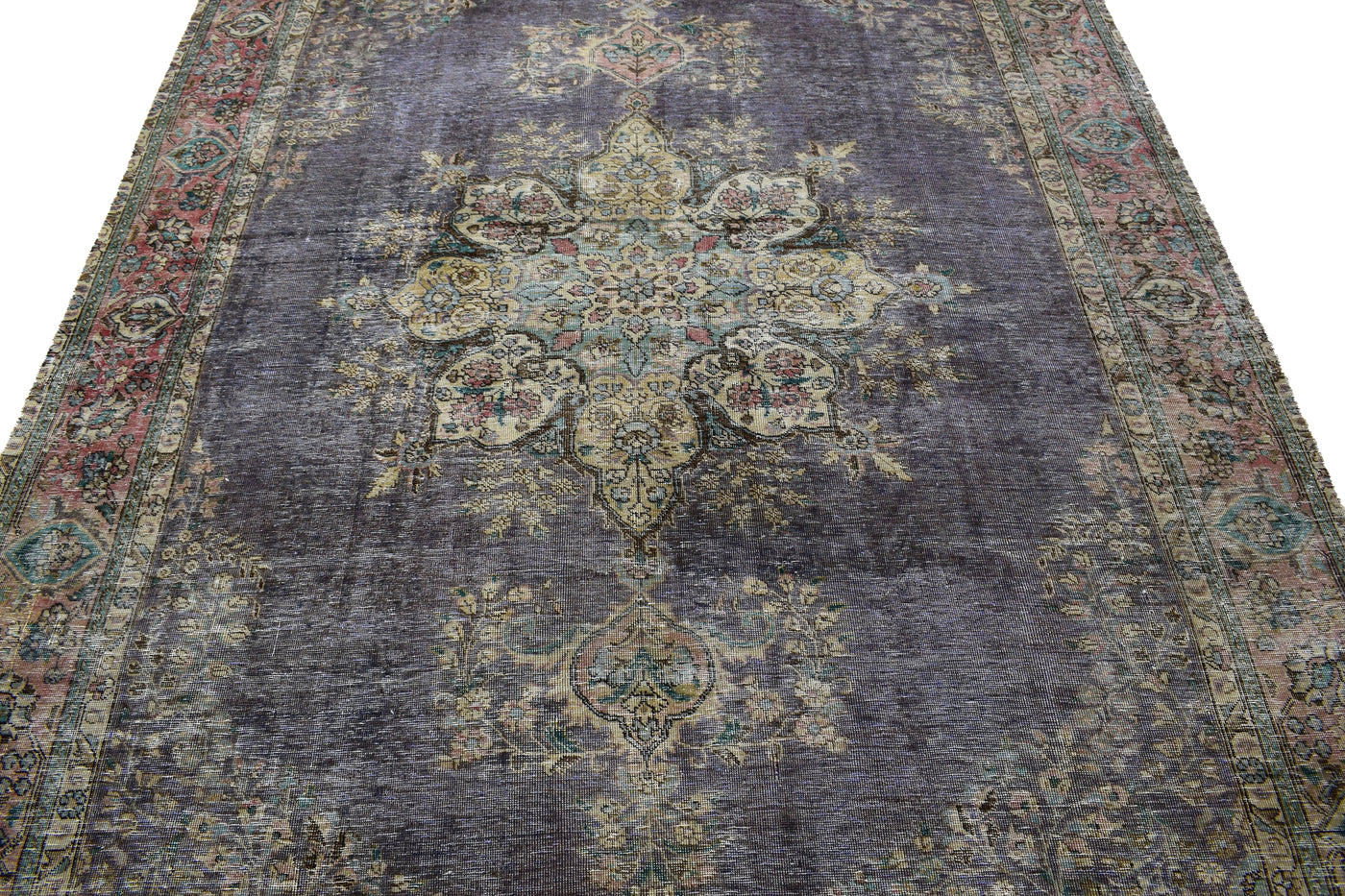 Vintage Distressed Persian Rug – Cerulean Drift