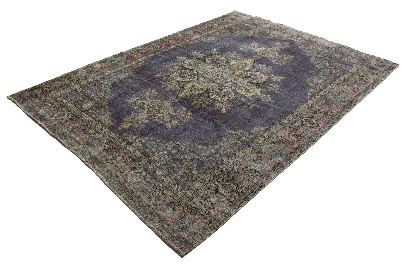 Vintage Distressed Persian Rug – Cerulean Drift