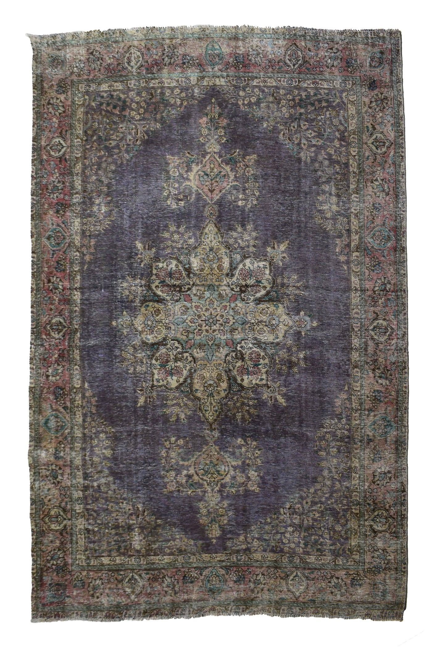 Vintage Distressed Persian Rug – Cerulean Drift