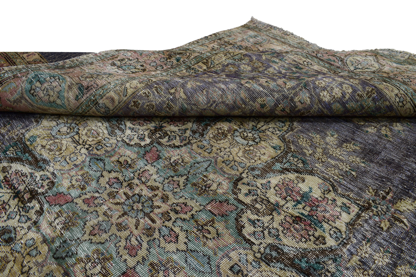 Vintage Distressed Persian Rug – Cerulean Drift