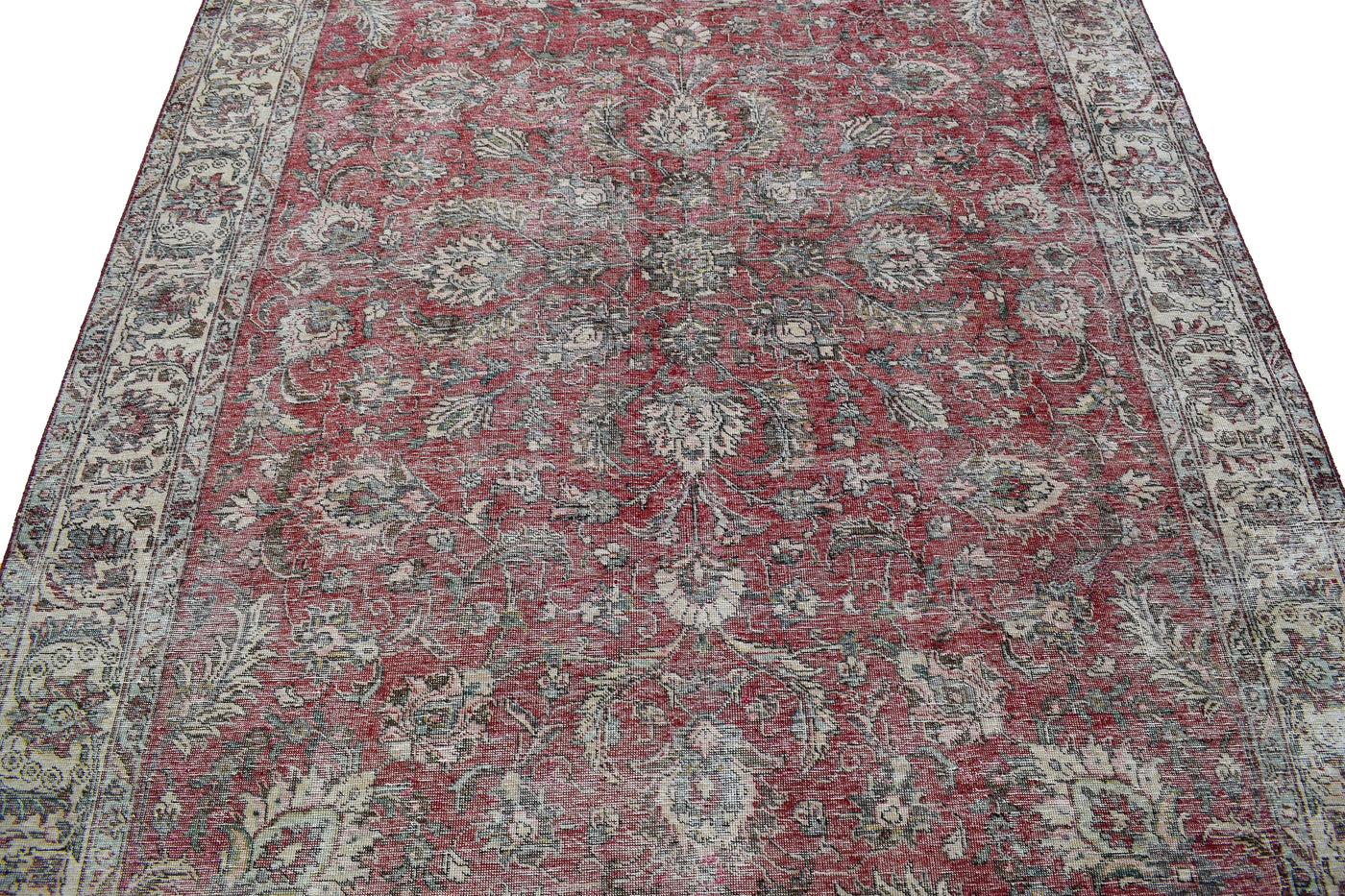 Vintage Distressed Persian Rug – Stone Mist