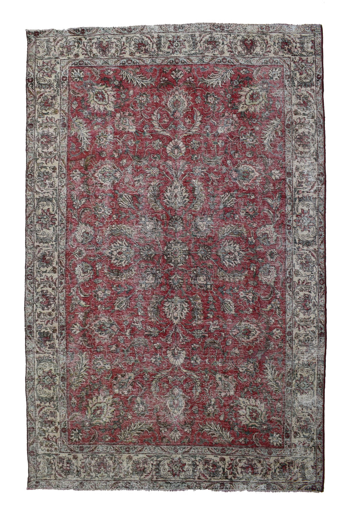 Vintage Distressed Persian Rug – Stone Mist