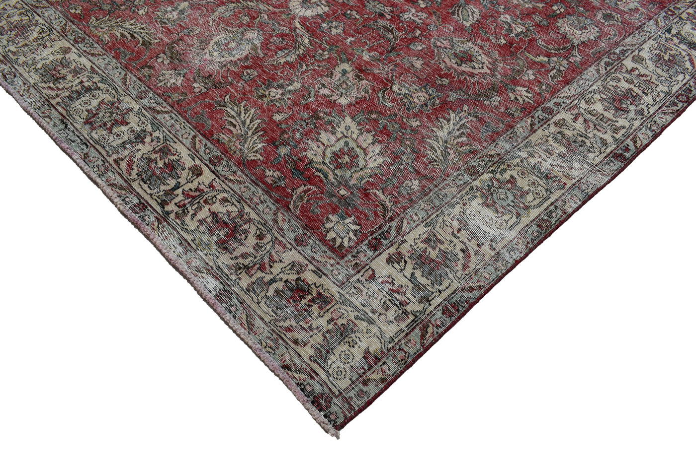 Vintage Distressed Persian Rug – Stone Mist
