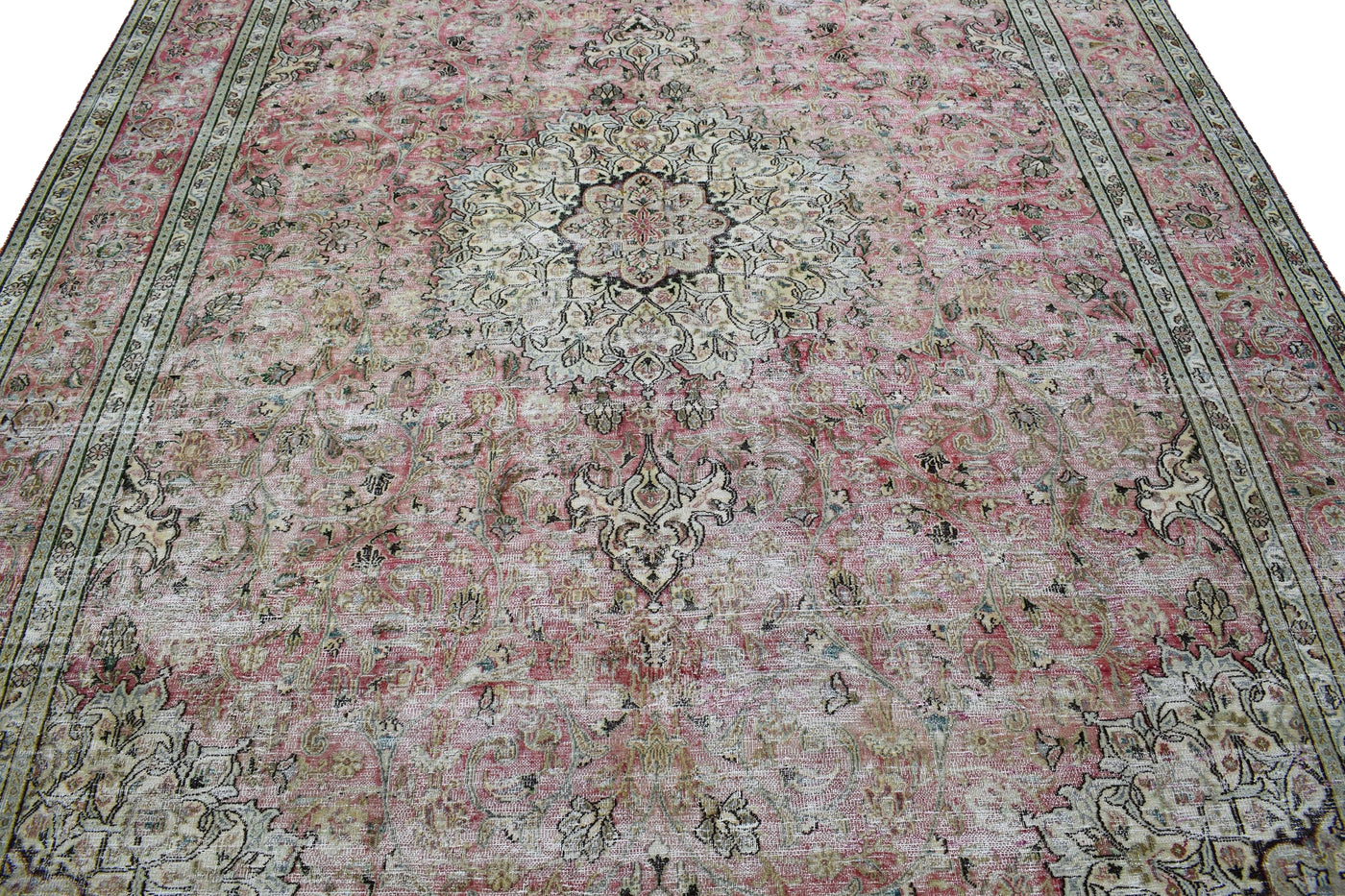 Vintage Distressed Persian Rug – Alabaster Mist