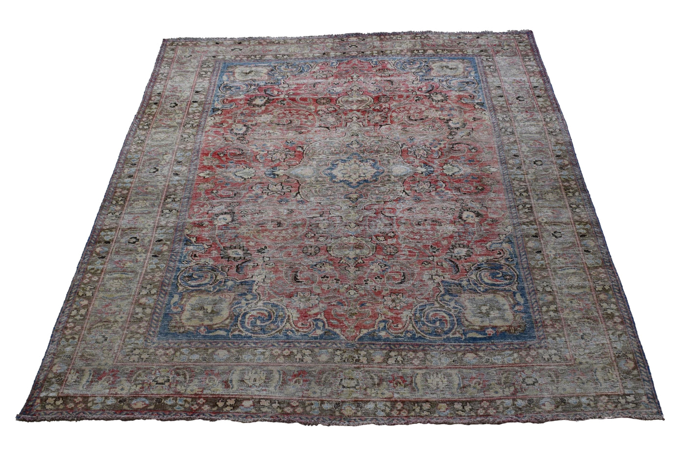 Vintage Distressed Persian Rug – Claret Relic
