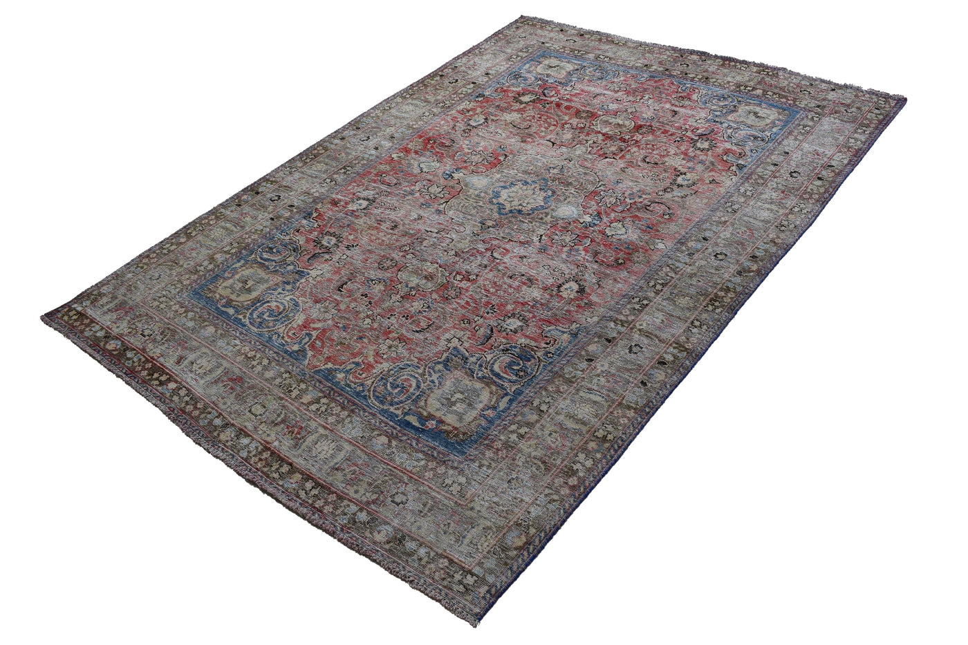 Vintage Distressed Persian Rug – Claret Relic
