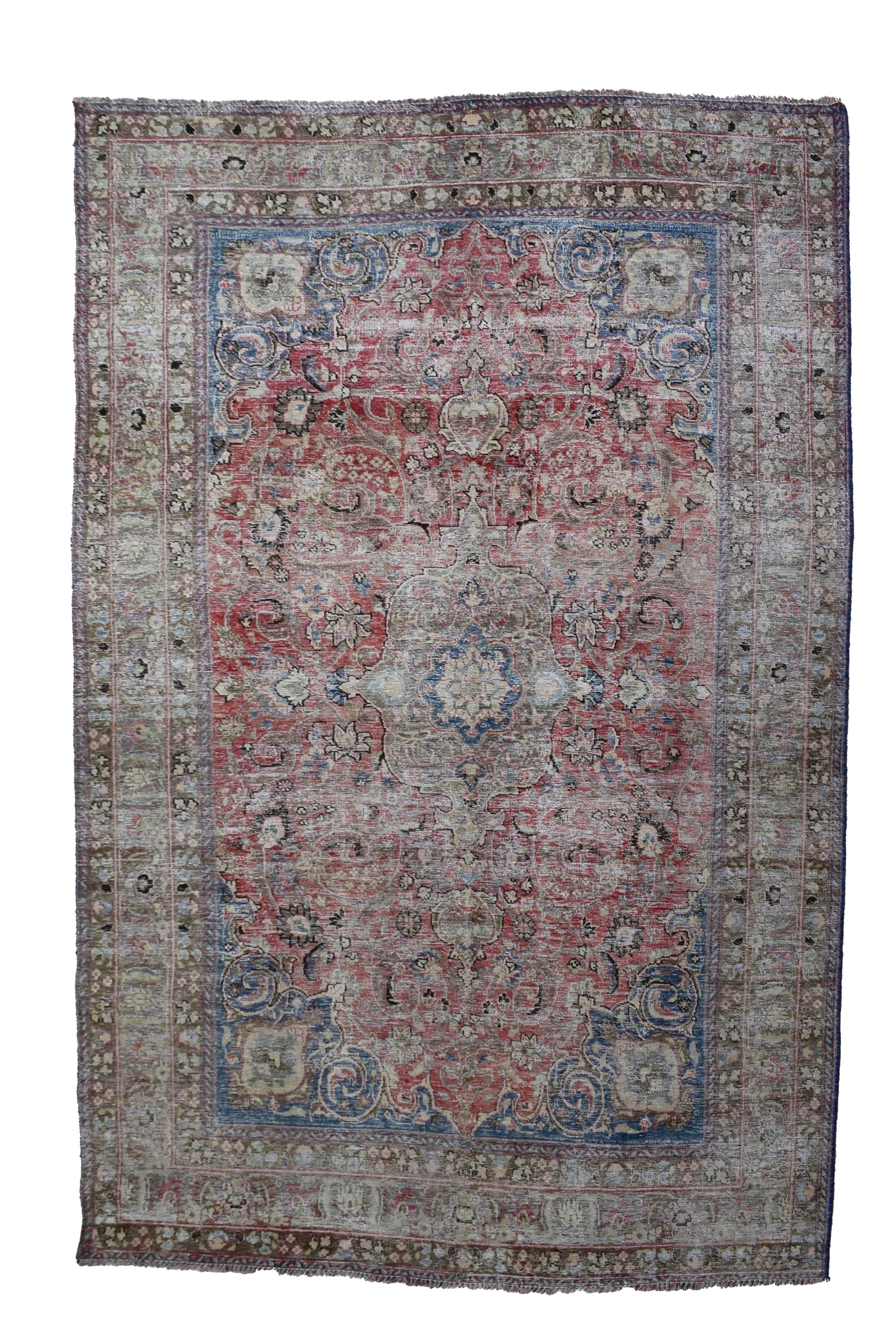 Vintage Distressed Persian Rug – Claret Relic