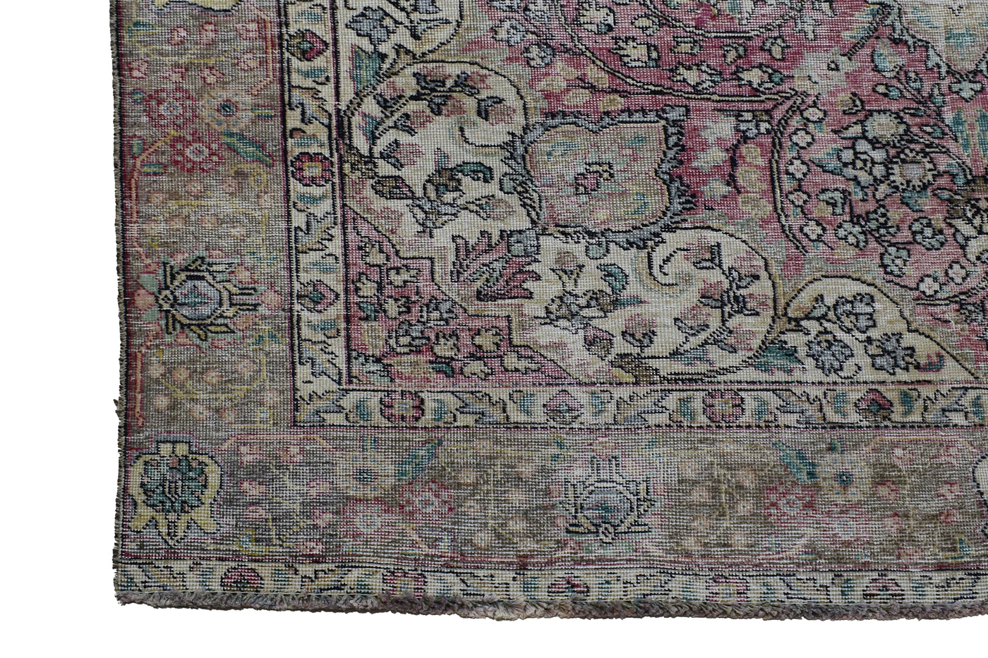 Vintage Distressed Persian Rug – Pearl Echo