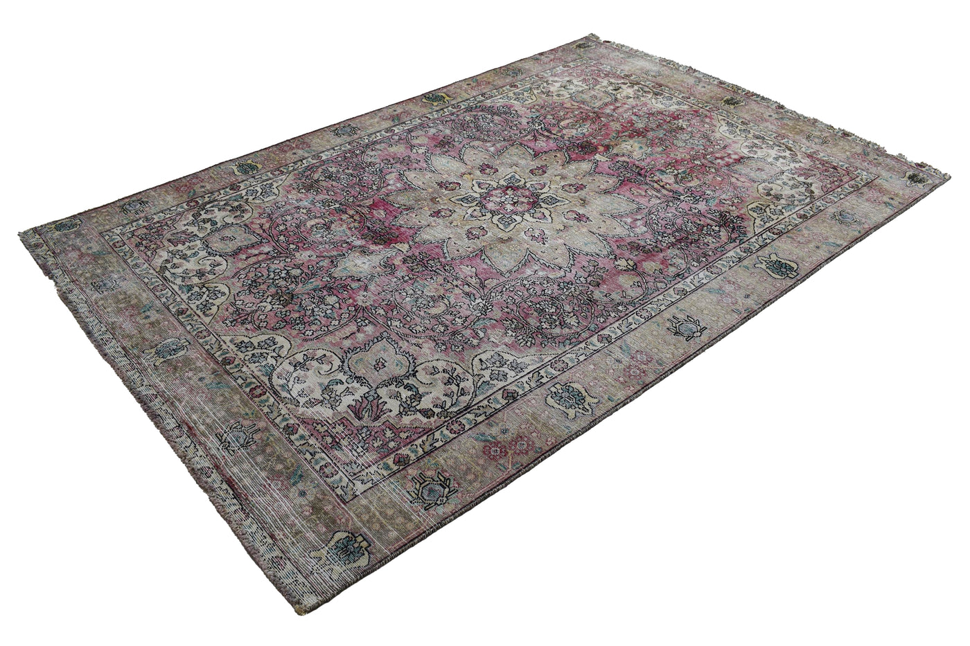 Vintage Distressed Persian Rug – Pearl Echo